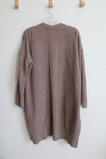 Pink Rose Brown Knit Open Cardigan | L