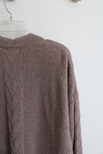 Pink Rose Brown Knit Open Cardigan | L
