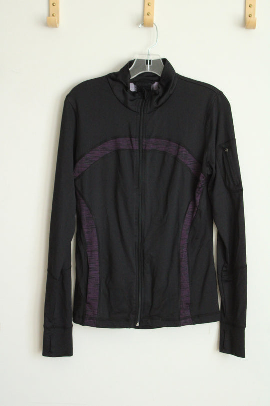 Tek Gear Black and Purple Athletic Full Zip Jacket | M