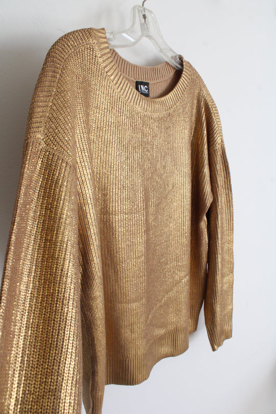 International Concepts Metallic Gold Sweater | S
