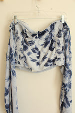 NEW Abercrombie & Fitch Light and Dark Blue Floral Convertible Collection Top | XL