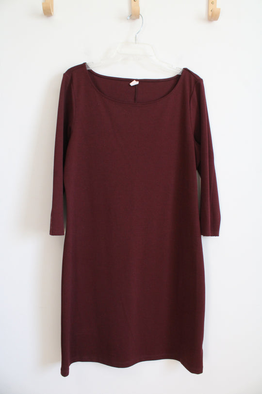 Old Navy Maroon Knit 3/4 Dress | L
