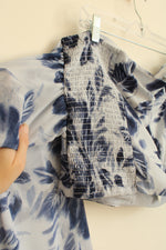 NEW Abercrombie & Fitch Light and Dark Blue Floral Convertible Collection Top | XL