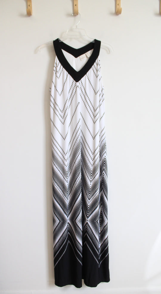 Chico's White & Black Chevron Maxi Dress | 2 (L)