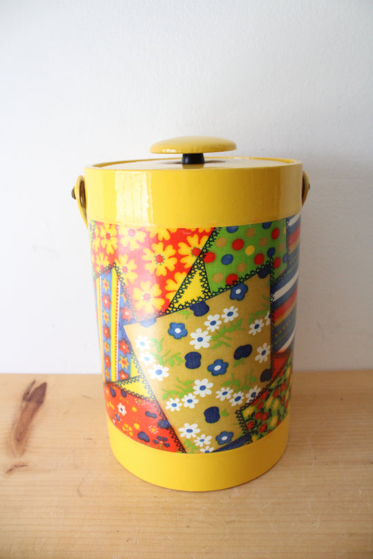 Vintage Yellow Colorful Patch Patterned Ice Bucket