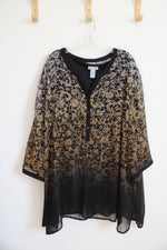 NEW Catherines Black & Tan Shimmer Ombre Top | 4X