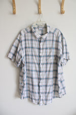 Columbia White Red Blue & Green Plaid Button Down Shirt | XXL