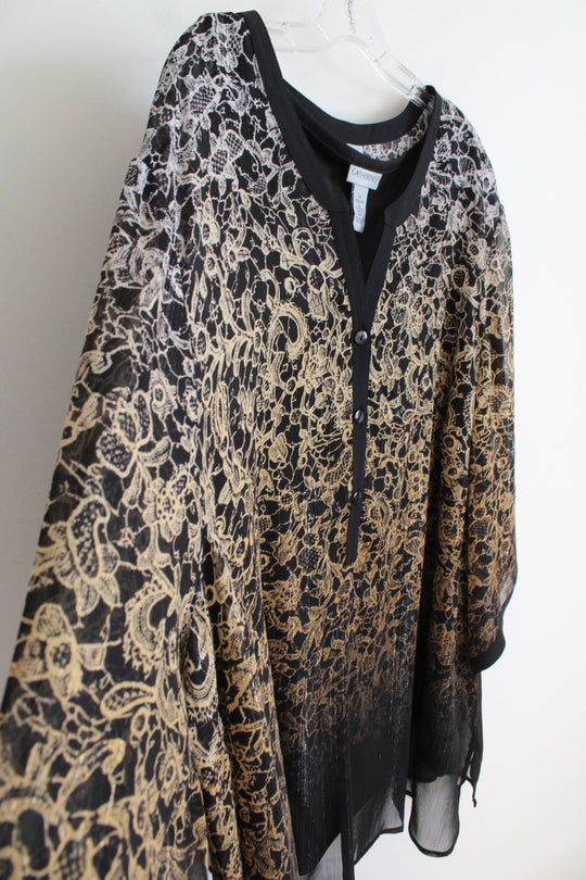 NEW Catherines Black & Tan Shimmer Ombre Top | 4X