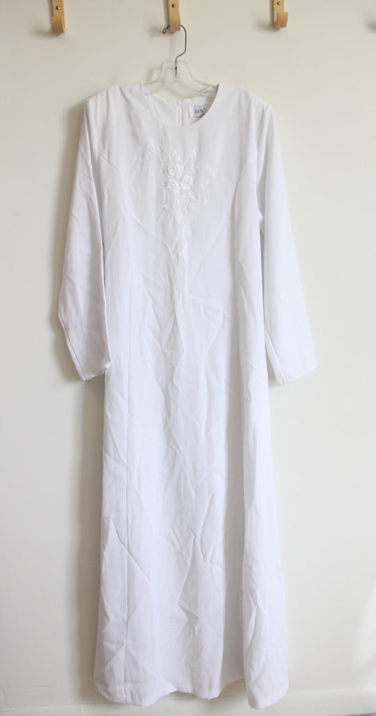 Vintage Jody California Embroidered White Wedding Dress | 16/MED