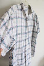Columbia White Red Blue & Green Plaid Button Down Shirt | XXL