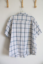Columbia White Red Blue & Green Plaid Button Down Shirt | XXL