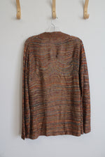 NEW Belldini Orange Combo Knit Open Cardigan | XL