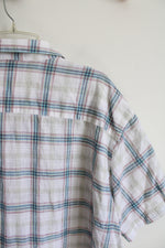 Columbia White Red Blue & Green Plaid Button Down Shirt | XXL