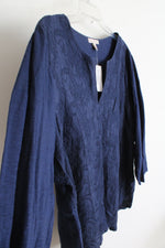 NEW Dressbarn Navy Embroidered Long Sleeved Top | 2X