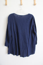 NEW Dressbarn Navy Embroidered Long Sleeved Top | 2X