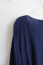 NEW Dressbarn Navy Embroidered Long Sleeved Top | 2X