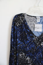 NEW Keren Hart Blue Black & Gray Sequined Top | 3X