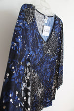 NEW Keren Hart Blue Black & Gray Sequined Top | 3X