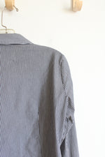 New York & Company Gray & White Striped Button Down Top | S