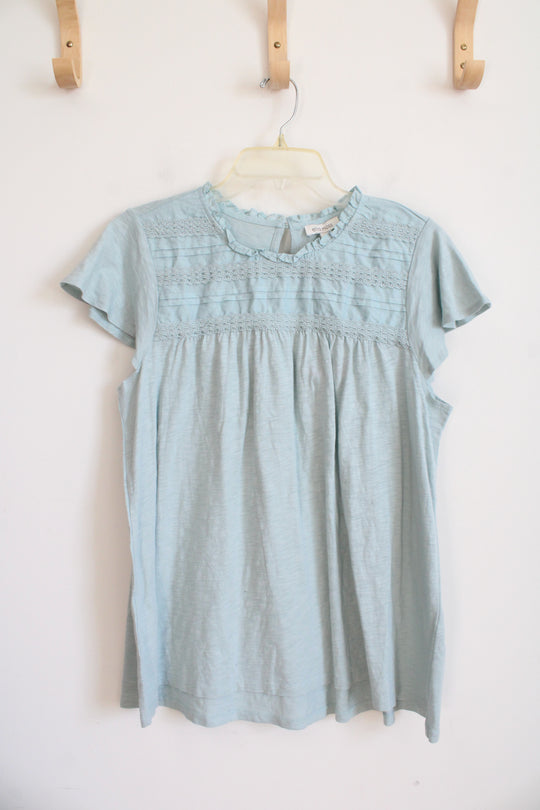 NEW Ella Moss Light Blue Ruffled Top | M