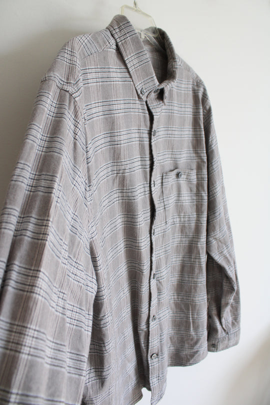 Express Gray Blue & White Plaid Button Down Flannel Shirt | XXL