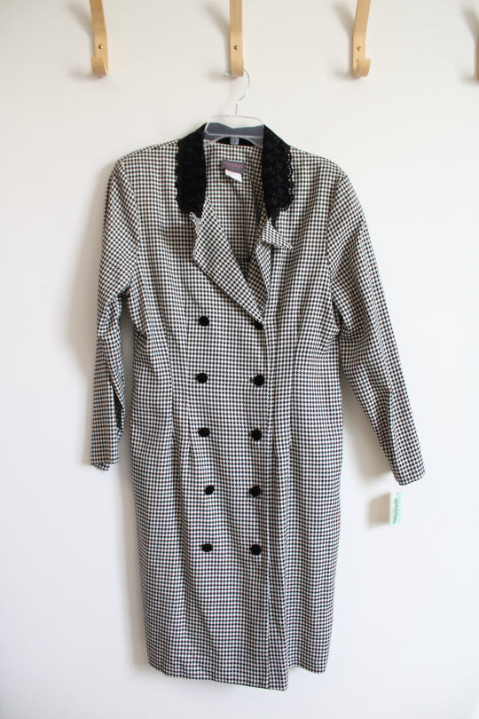 NEW Tina Barrie Black & White Houndstooth Double Breasted Dress | 16