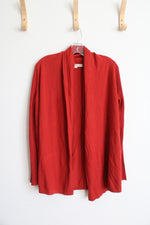 NEW LOFT Brick Red Ribbed Sleeve Knit Open Cardigan | M