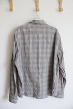 Express Gray Blue & White Plaid Button Down Flannel Shirt | XXL