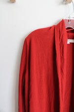 NEW LOFT Brick Red Ribbed Sleeve Knit Open Cardigan | M