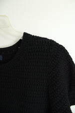 Gap Black Crochet Crewneck Short Sleeve Sweater | XL