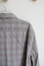 Express Gray Blue & White Plaid Button Down Flannel Shirt | XXL