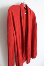 NEW LOFT Brick Red Ribbed Sleeve Knit Open Cardigan | M
