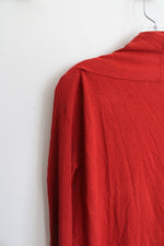 NEW LOFT Brick Red Ribbed Sleeve Knit Open Cardigan | M