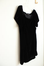 Loft Black Velvet Gathered Square Neck Mini Dress | L