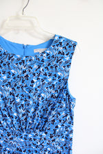 London Style Collection Blue Black & White Floral Sleeveless Dress | 12