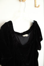 Loft Black Velvet Gathered Square Neck Mini Dress | L