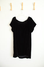 Loft Black Velvet Gathered Square Neck Mini Dress | L