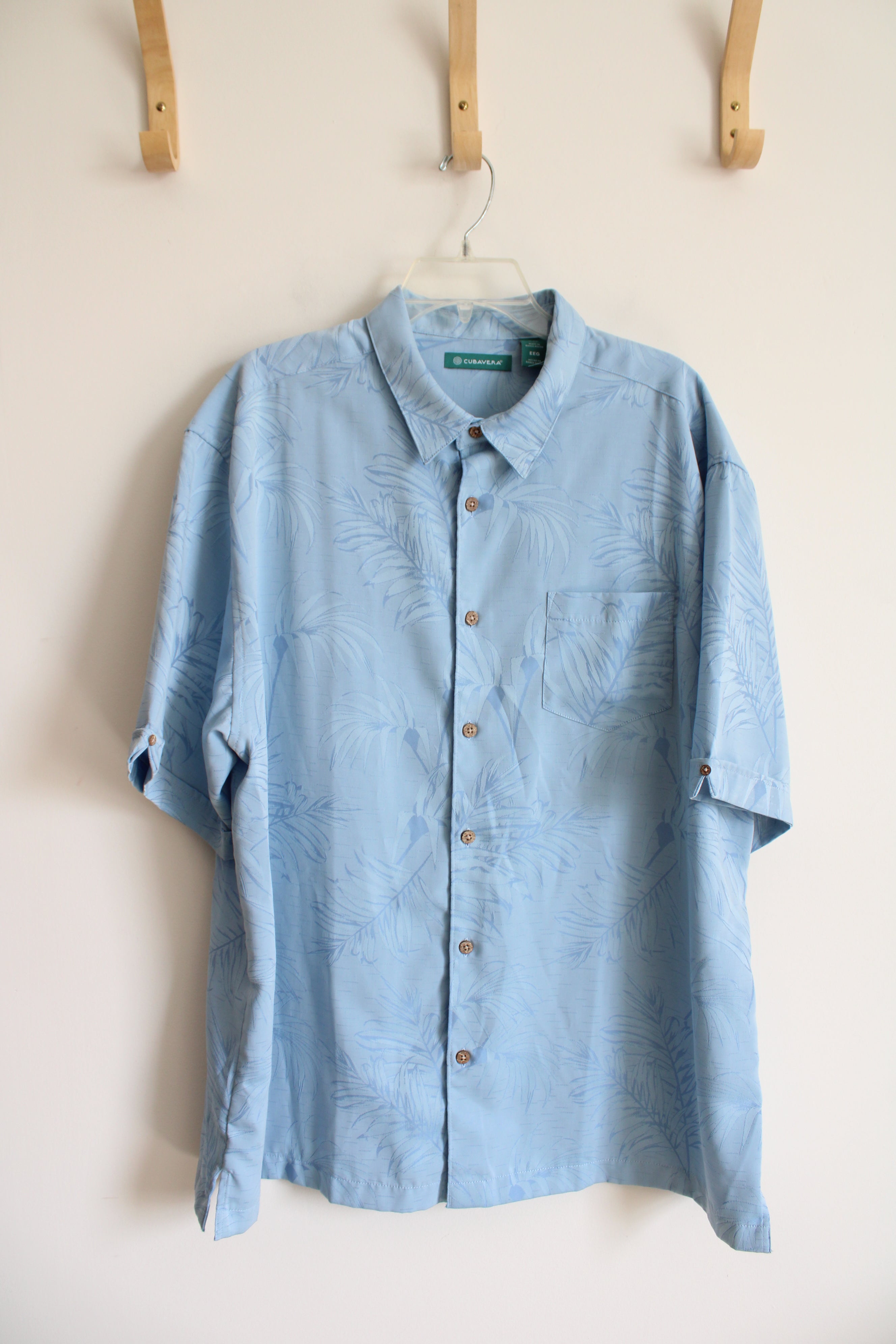 Cubavera Blue Tropical Print Button Down Shirt | XXL