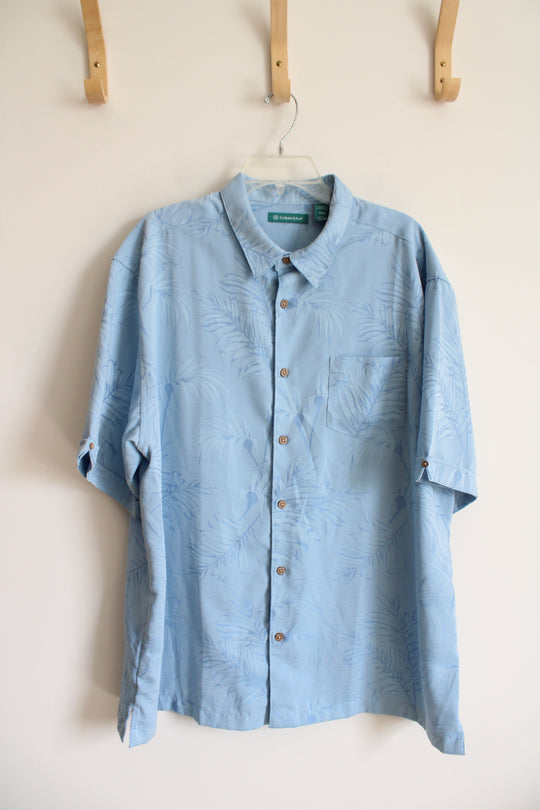 Cubavera Blue Tropical Print Button Down Shirt | XXL