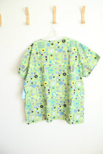 NEW Scrub Advantage Lime Green Floral Scrub Top | 2X