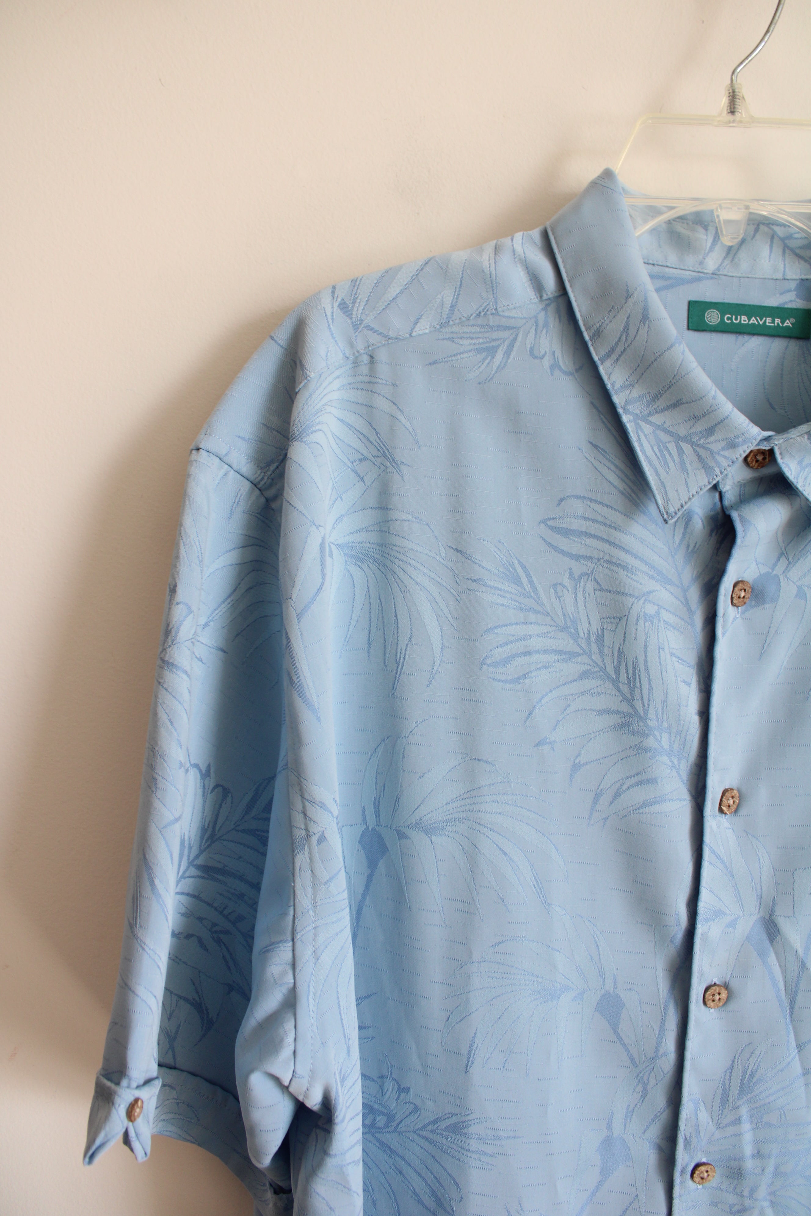 Cubavera Blue Tropical Print Button Down Shirt | XXL