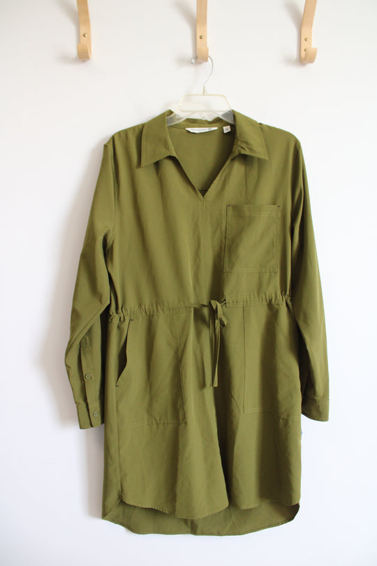 Shore To Summit Olive Green Long Sleeved Dress | L