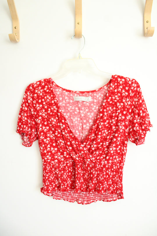 Abercrombie & Fitch Red Floral Crop Top | S