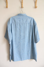 Cubavera Blue Tropical Print Button Down Shirt | XXL