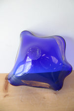 Vintage Cobalt Blue Ruffled Glass Bowl