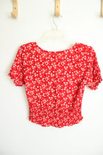Abercrombie & Fitch Red Floral Crop Top | S