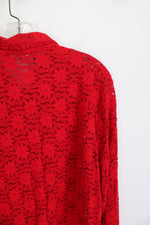 NEW Sag Harbor Red Lace Button Down Top | L