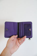 Coach Small Bifold Purple Leather Snap Wallet