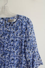 Kasper Blue Floral Bell Sleeve Blouse | S