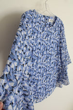 Kasper Blue Floral Bell Sleeve Blouse | S